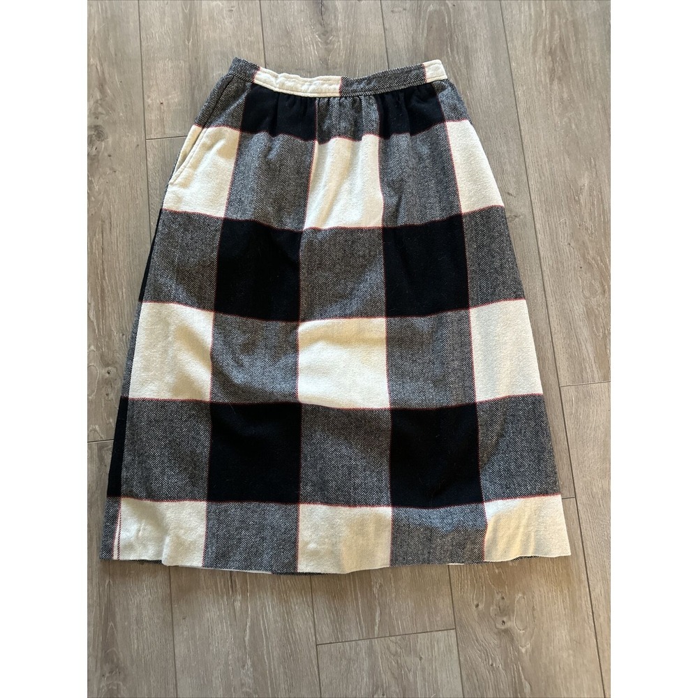 Vtg‎ Evan Picone Wool Midi Skirt Sz 12 Pleated A-Line Preppy Plaid Dark Academia